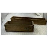 2 small wooden boxes