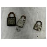 3 vintage padlocks