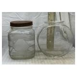 Glass canister jar & fish bowl