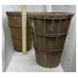 2 vintage wooden baskets