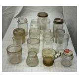 17 glass jars