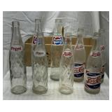 9 Vintage Pepsi bottles with Eckerts box