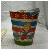 Vintage tin litho sand pail