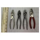 J.P. Daniels, Dunlap, and 2 unbranded pliers