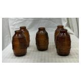 5 vintage beer barrel glass bottles