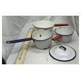 Enamelware pots and lid
