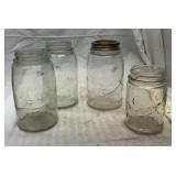 4 vintage canning jars