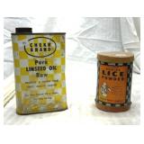 Linseed oil and lice powder tins