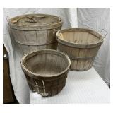 3 vintage apple baskets