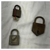 3 vintage padlocks