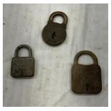 3 vintage padlocks