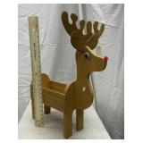 Wood Christmas reindeer planter decor