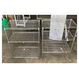 2 small metal wire shelves