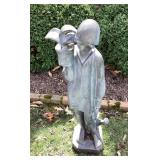 36' Resin little boy with plant garden statue