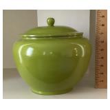 Green pottery bowl with lid