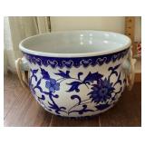 Blue and white planter