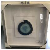 NEW 24' framed blue agate slice in shadow box