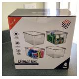NEW 4-pack transparent storage bins