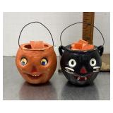 2 Paper mache Halloween candy containers
