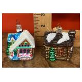 2 ercury glass cottage ornaments