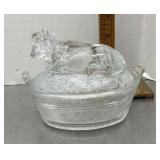 Glass cow covered dish