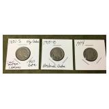 3 Buffalo nickels