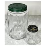 12-sided glass jar and mustard advert. coin bank
