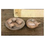 Mini horsehair pottery teaset