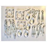 Square glass bobeches and assorted prisms