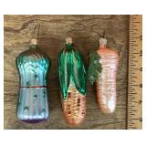 3 Radko mercury glass veggie ornaments