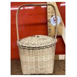 Hitchcock basket with attached lid