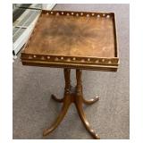 16' square antique side table with gallery