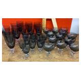 Group of smoked glass stemware