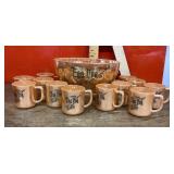 Fire King peach luster egg nog set --12 cups