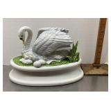 Ceramic swan covered dish
