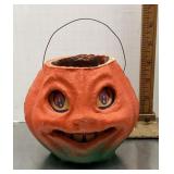 Paper mache Jack o' Lantern candy container
