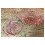 2 Pink Depression glass candy dishes
