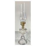 Antique glass oil lamp, electrified --works