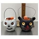 2 Paper mache Halloween candy containers