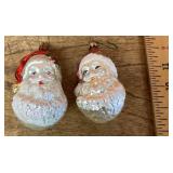 2 mercury glass Santa ornaments