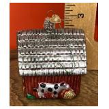 Old World Christmas mercury glass barn ornament