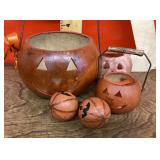 Gourd pumpkin decorations and wax pumpkin