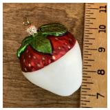 Mercury glass dipped strawberry ornament
