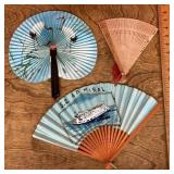 3 vintage folding fans