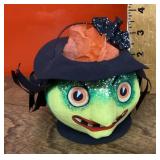 Paper mache witch candy container