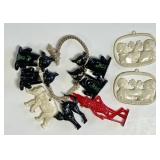 Vintage 1950s molded plastic liquor charms +