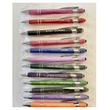 12 different snarky ball point pens w/stylus tip