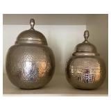 Large hammered metal containers