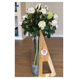 Large floor vase with fake flowers