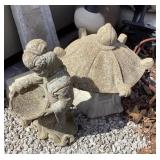 2 pieces concrete  Asian yard art